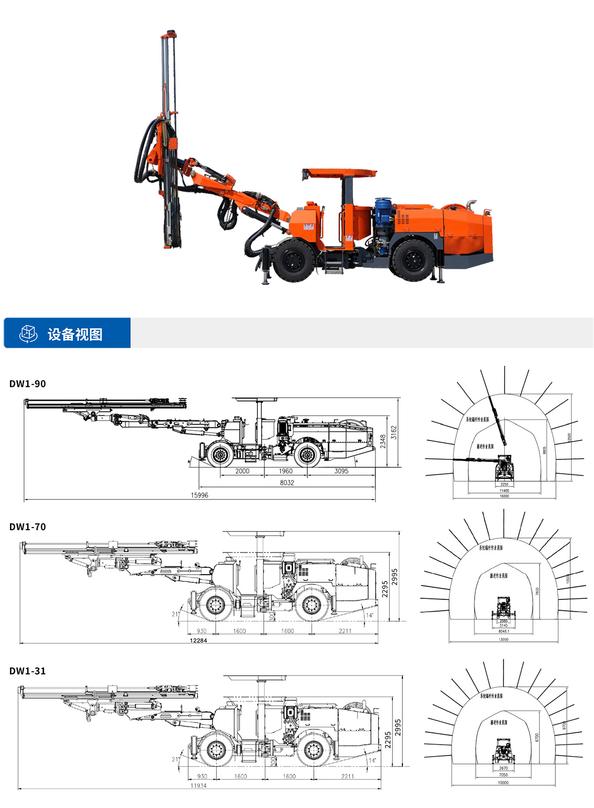 單臂掘進(jìn)鑿巖臺車設(shè)備視圖